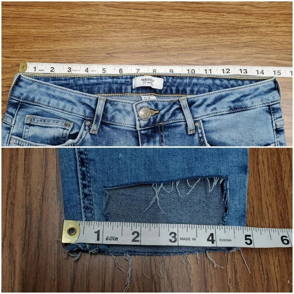 Forever 21 Distressed Step Hem High Rise Jeans